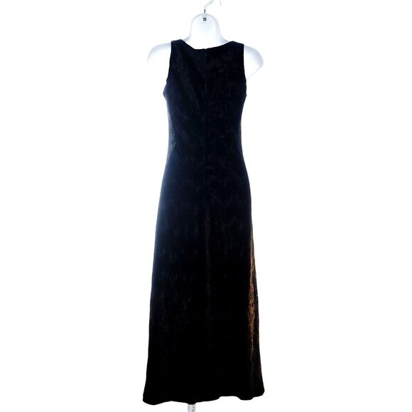 90s Y2k Black Velvet Size 6 Grunge Goth Dark Romance Dress Long Sleeveless Form - Picture 5 of 8